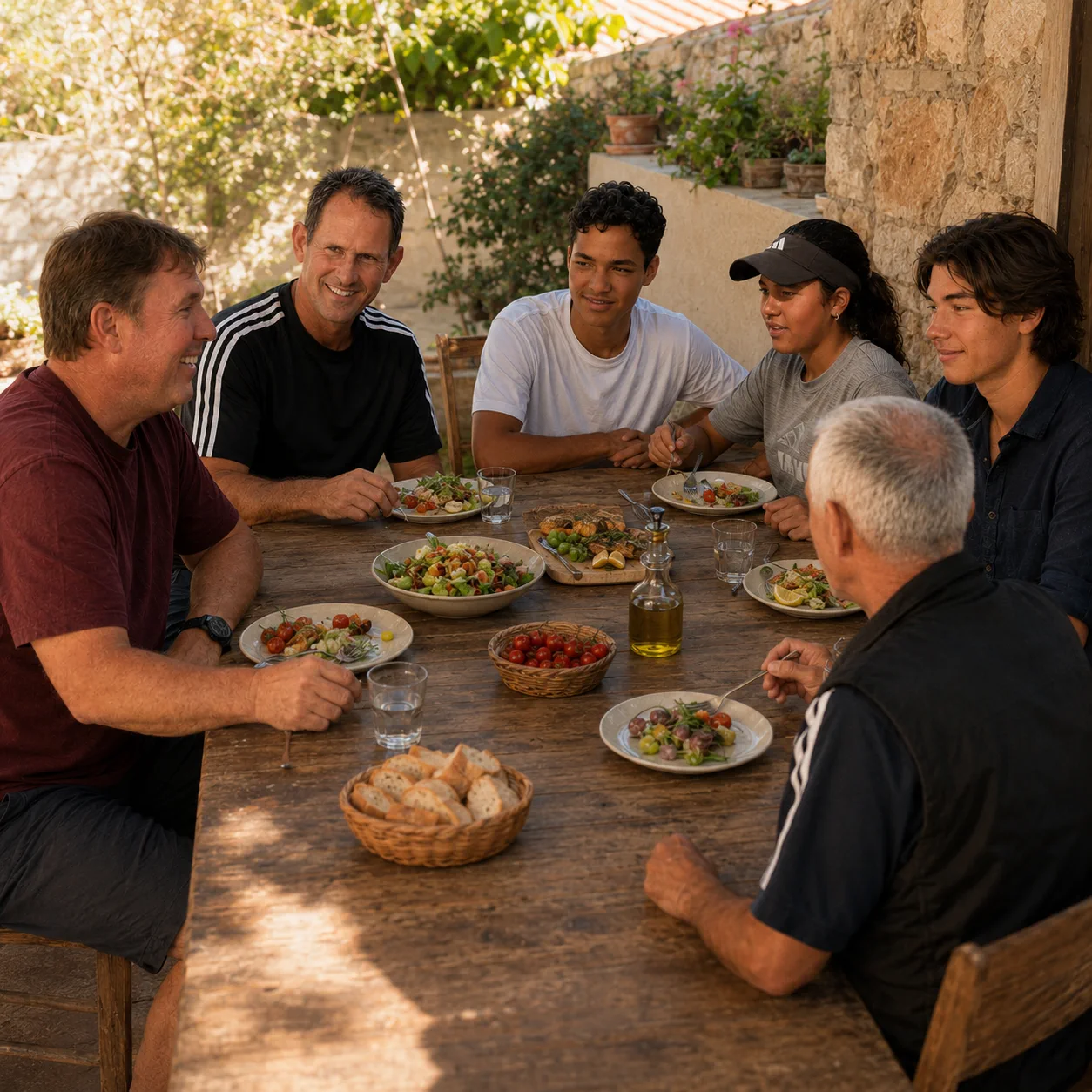 Placeholder — table with fresh Mediterranean produce, awaiting professional photography